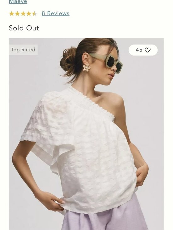 Anthropologie Tops - Anthropologie Maeve White One-Shoulder Cotton Blend Ruffle Top Size Large